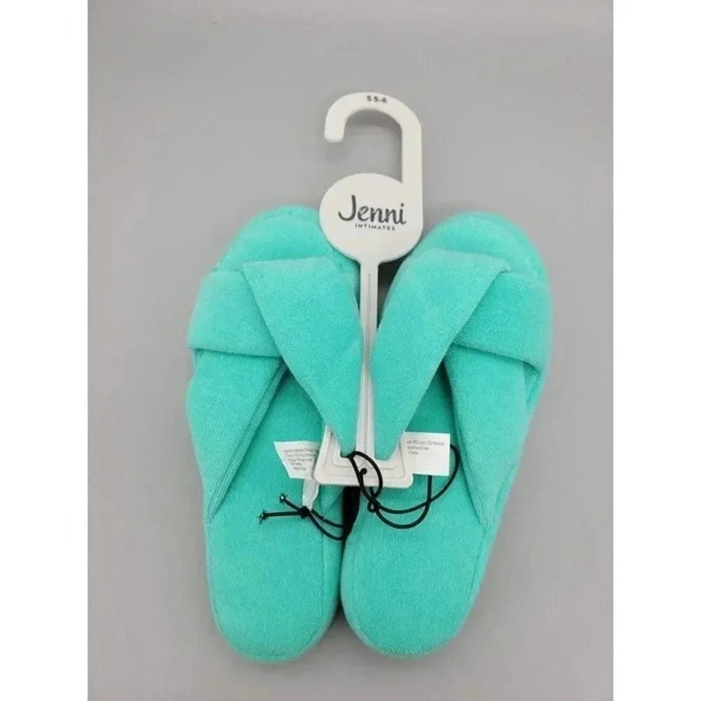 NWT Jenni Women's Intimates Slippers Teal Size S (5-6)